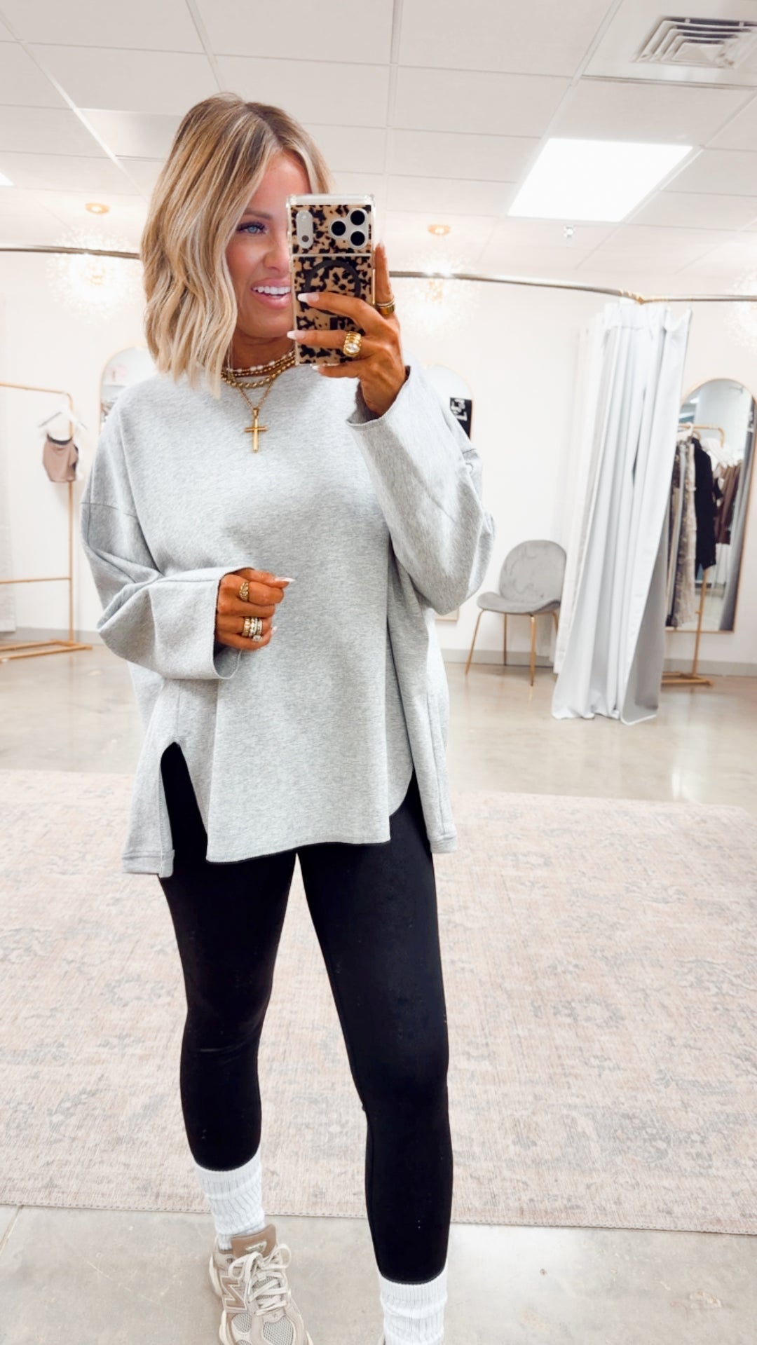Grey Relaxed Side Slit Top