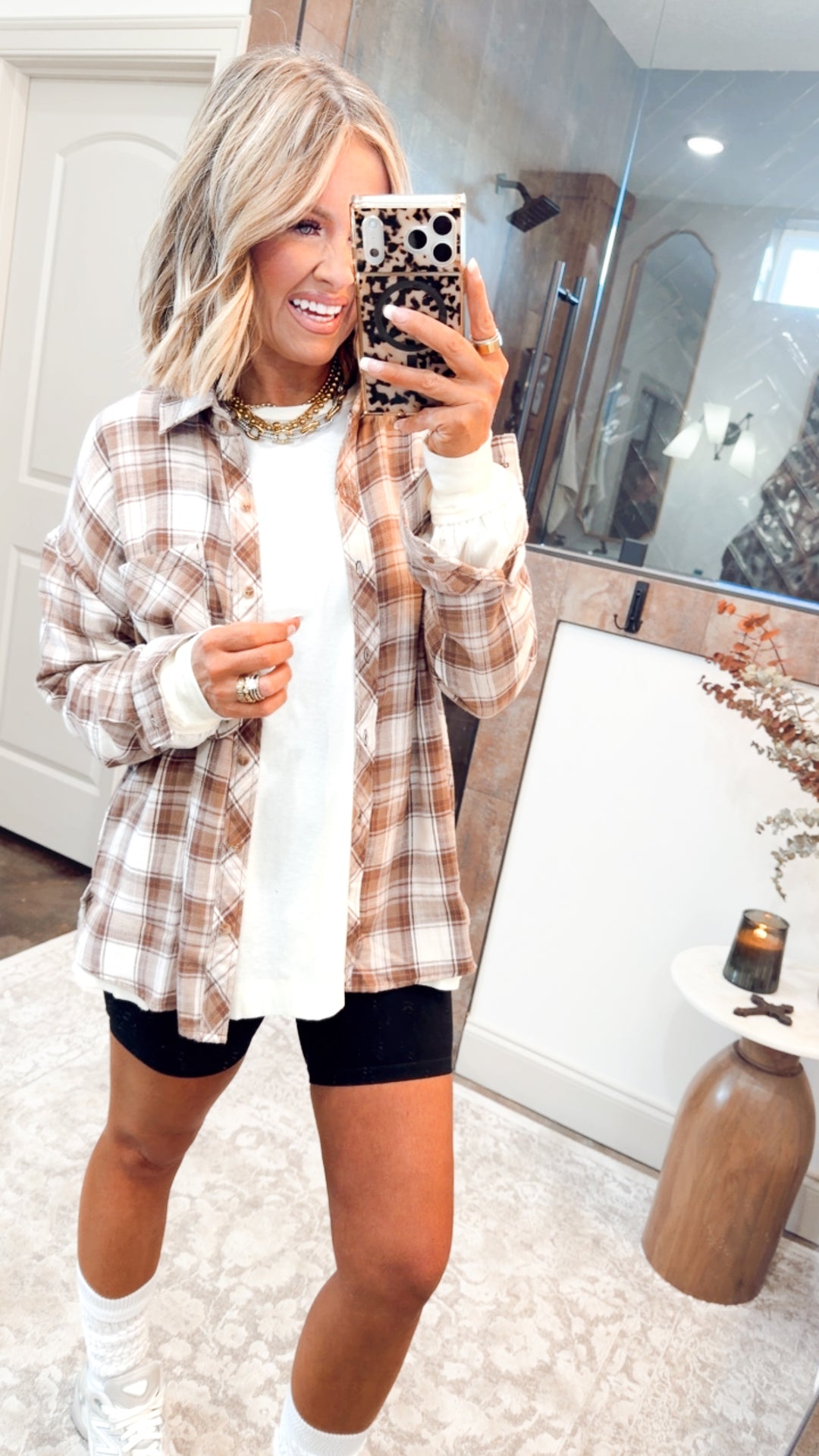 Mocha Flannel Top