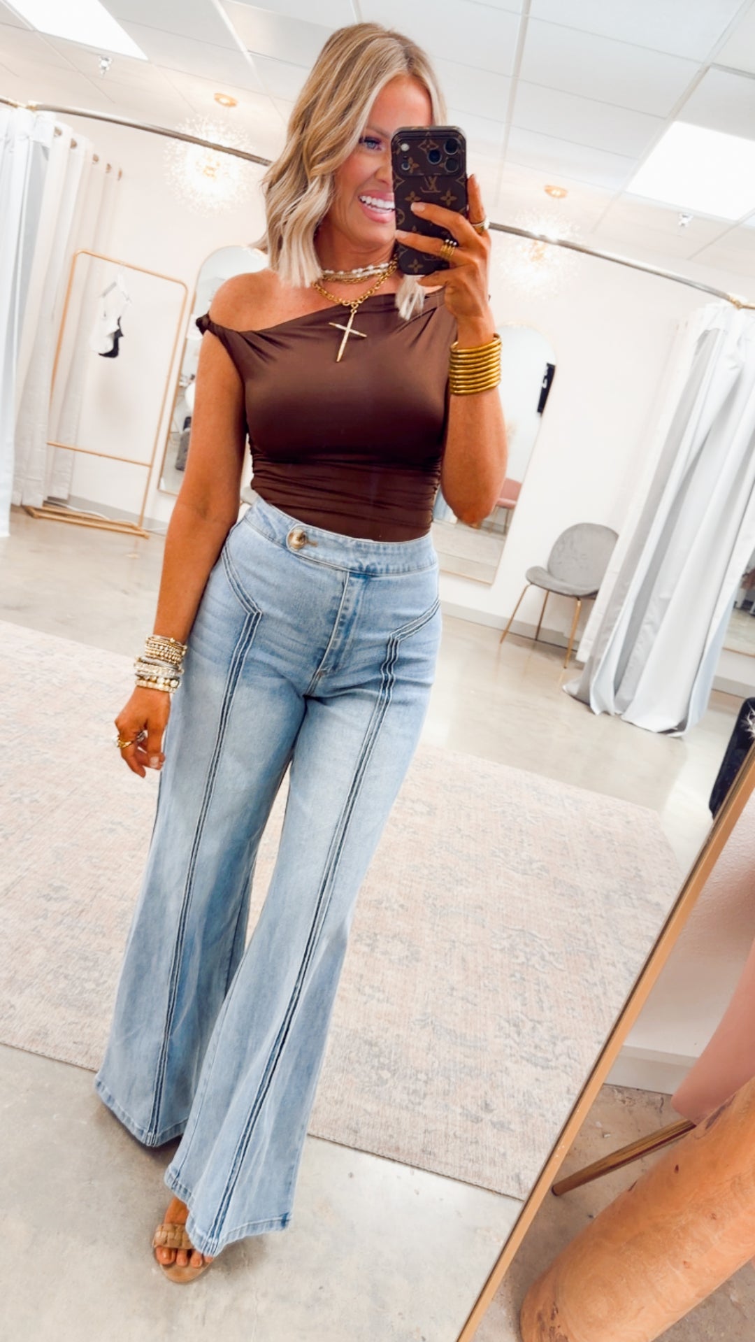 Claire Off Shoulder Top-Chocolate