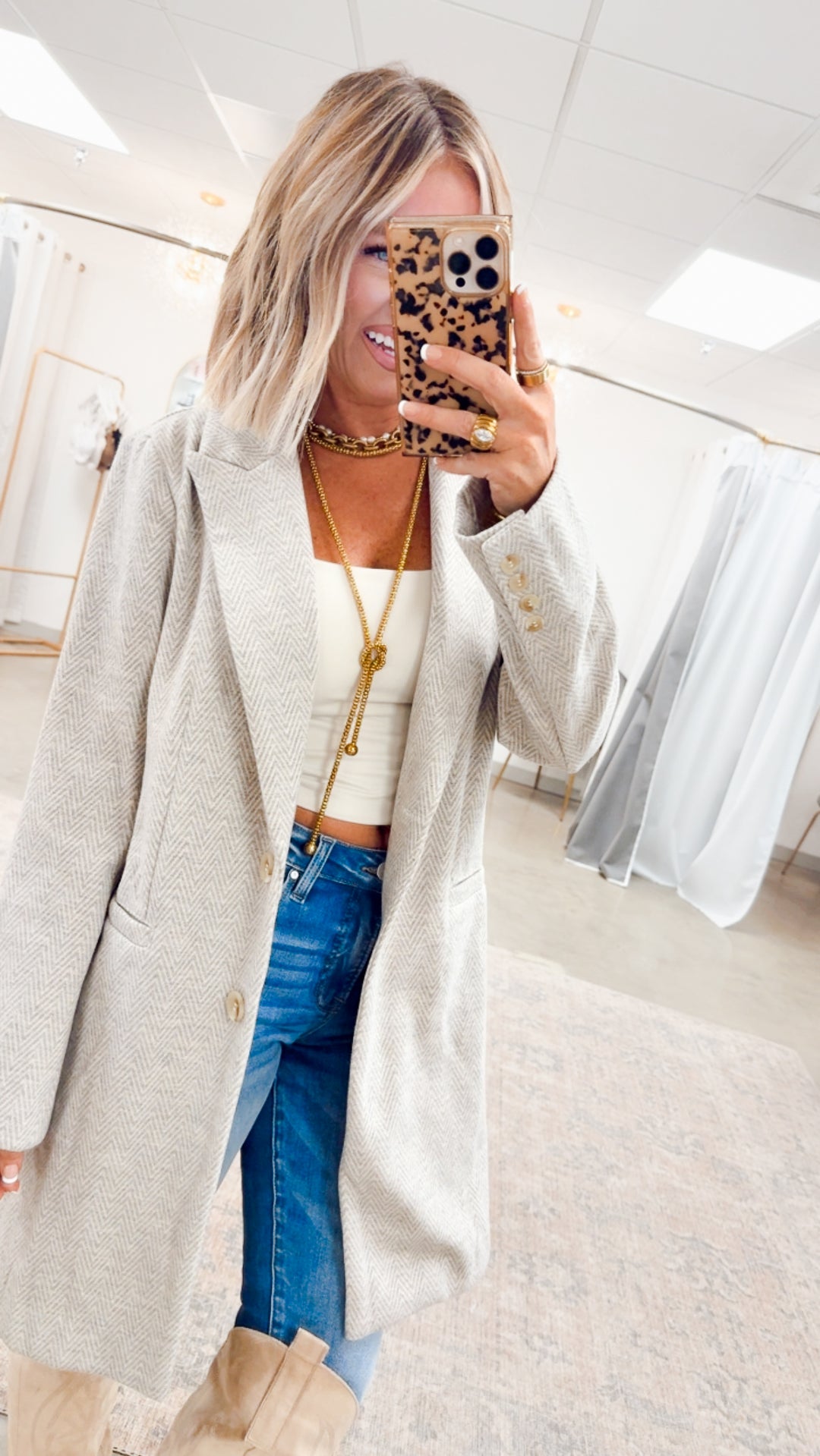 The Addison Chevron Button Coat