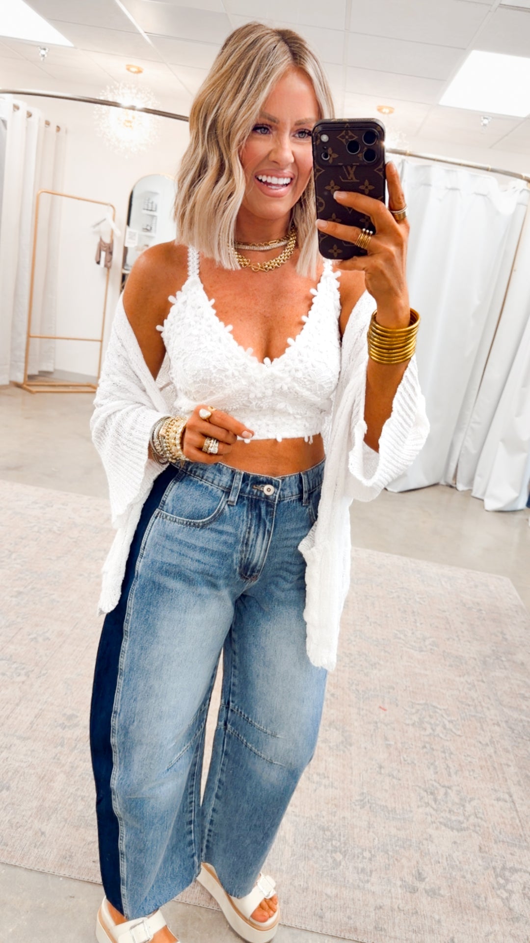 Ellington Color Block Barrel Jeans