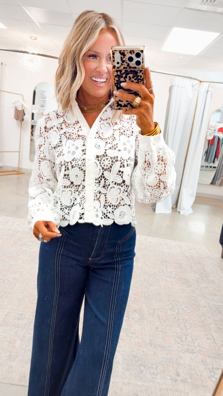 Simone Lace Button Up Top