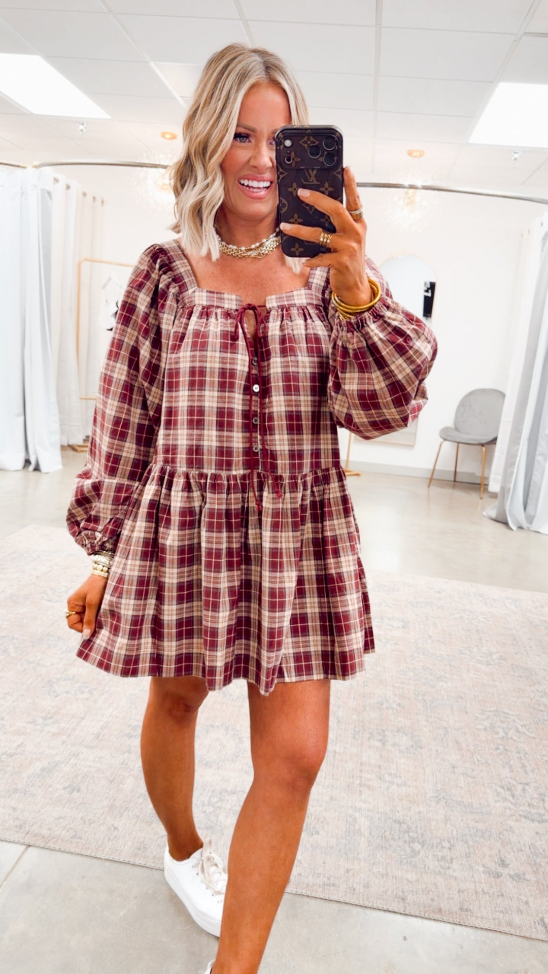 Harvest Checkered Mini Dress