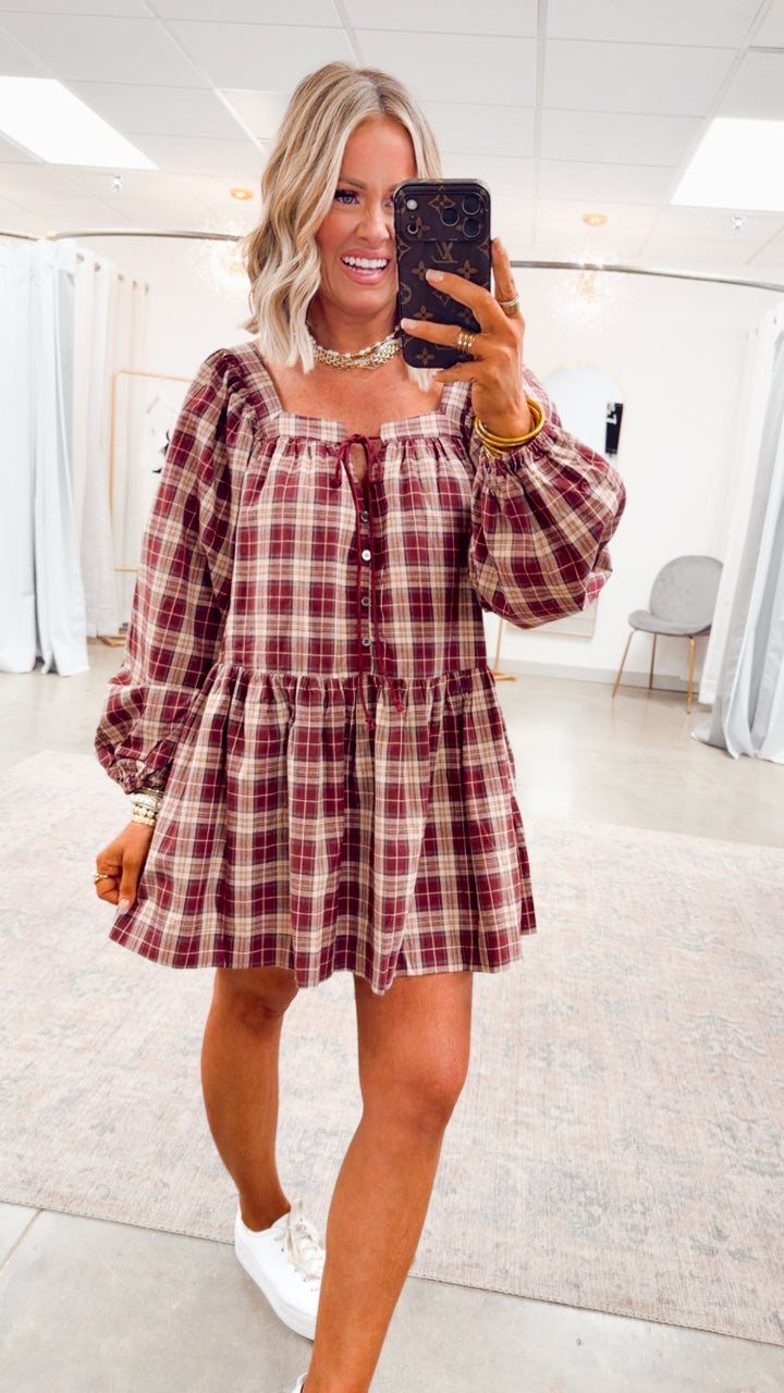 Harvest Checkered Mini Dress