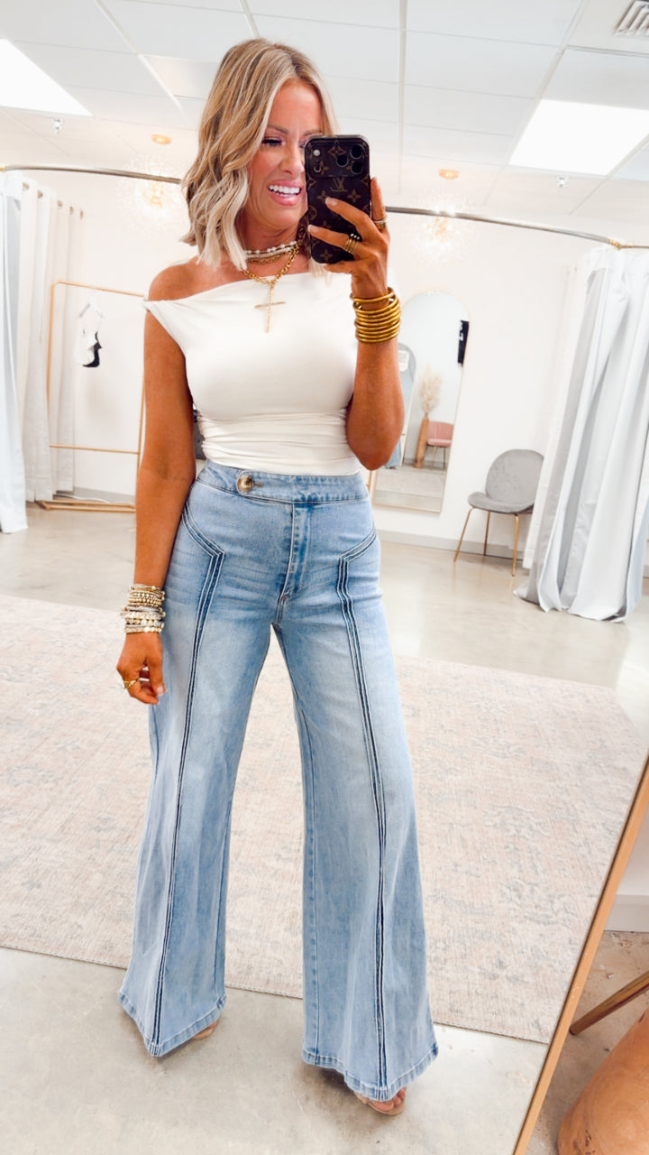Katherine High Waisted Wide Leg Jean-Light