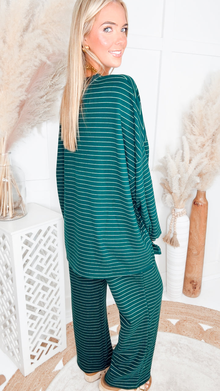 Addi Oversized Striped Top-Green