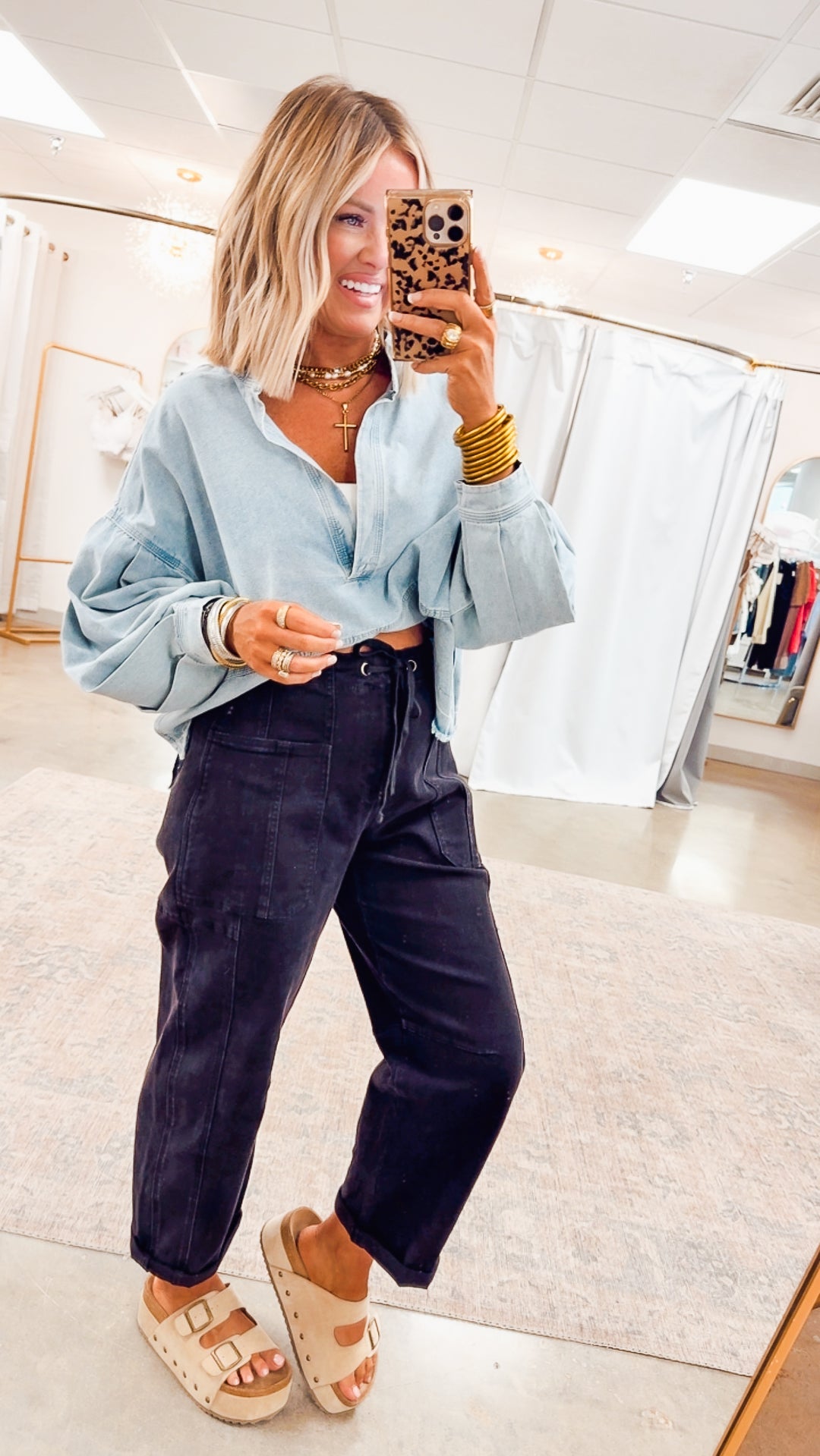 Avery Mineral Wash Denim Top