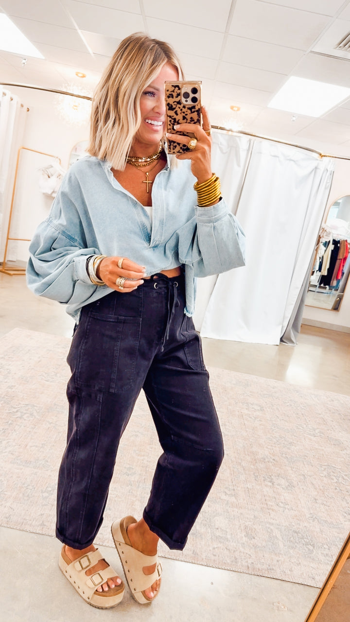 Avery Mineral Wash Denim Top