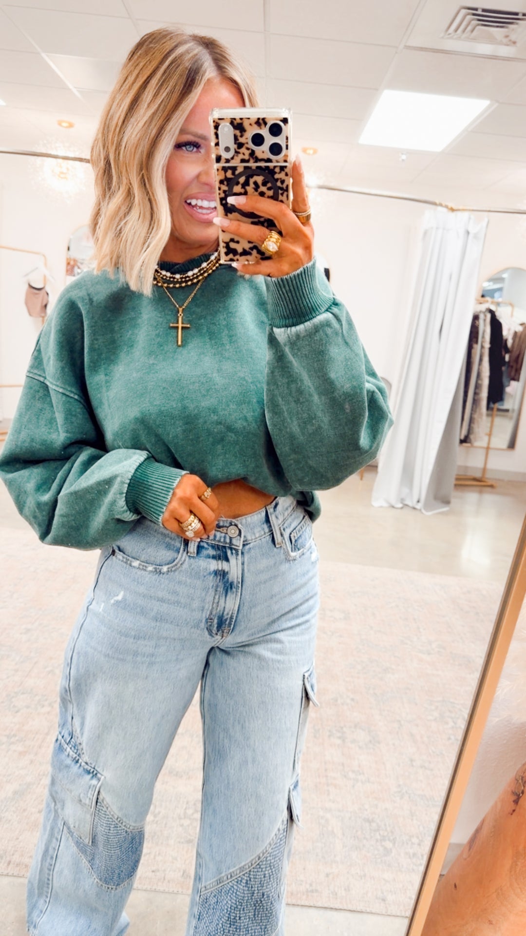 Plush Oversized Sweatshirt -Dark Green