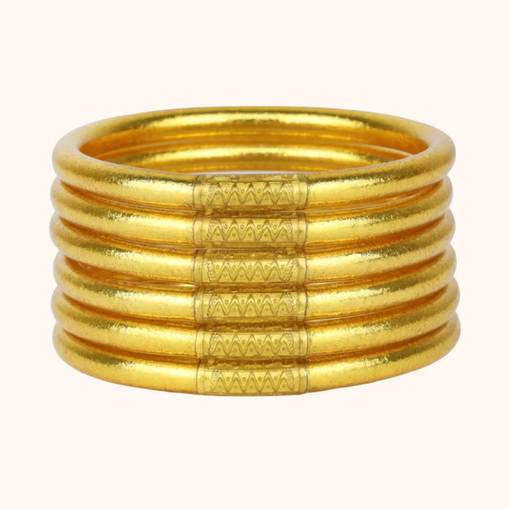 BudhaGirl Gold All Weather Bangles (Set of 6) - Serenity Prayer