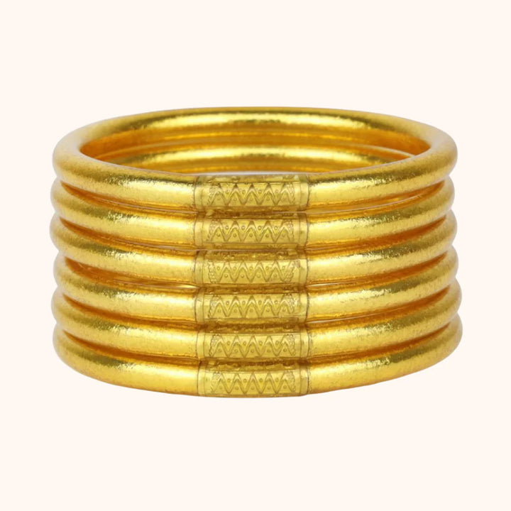 BudhaGirl Gold All Weather Bangles (Set of 6) - Serenity Prayer