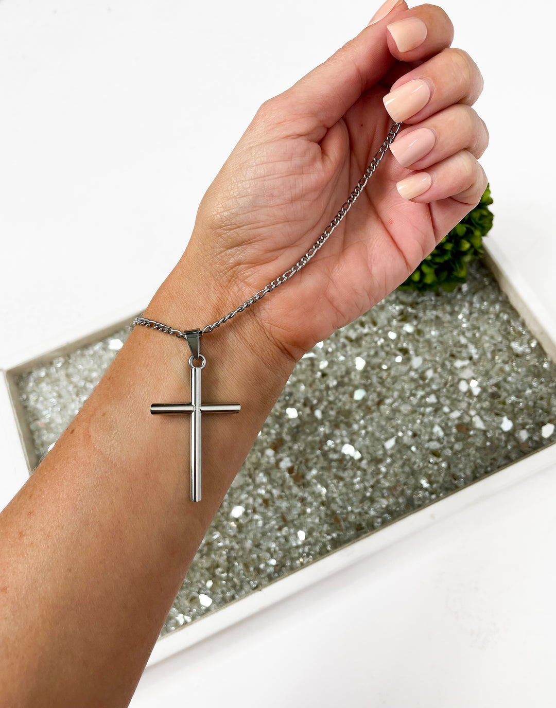 Large Cross Necklace-Silver