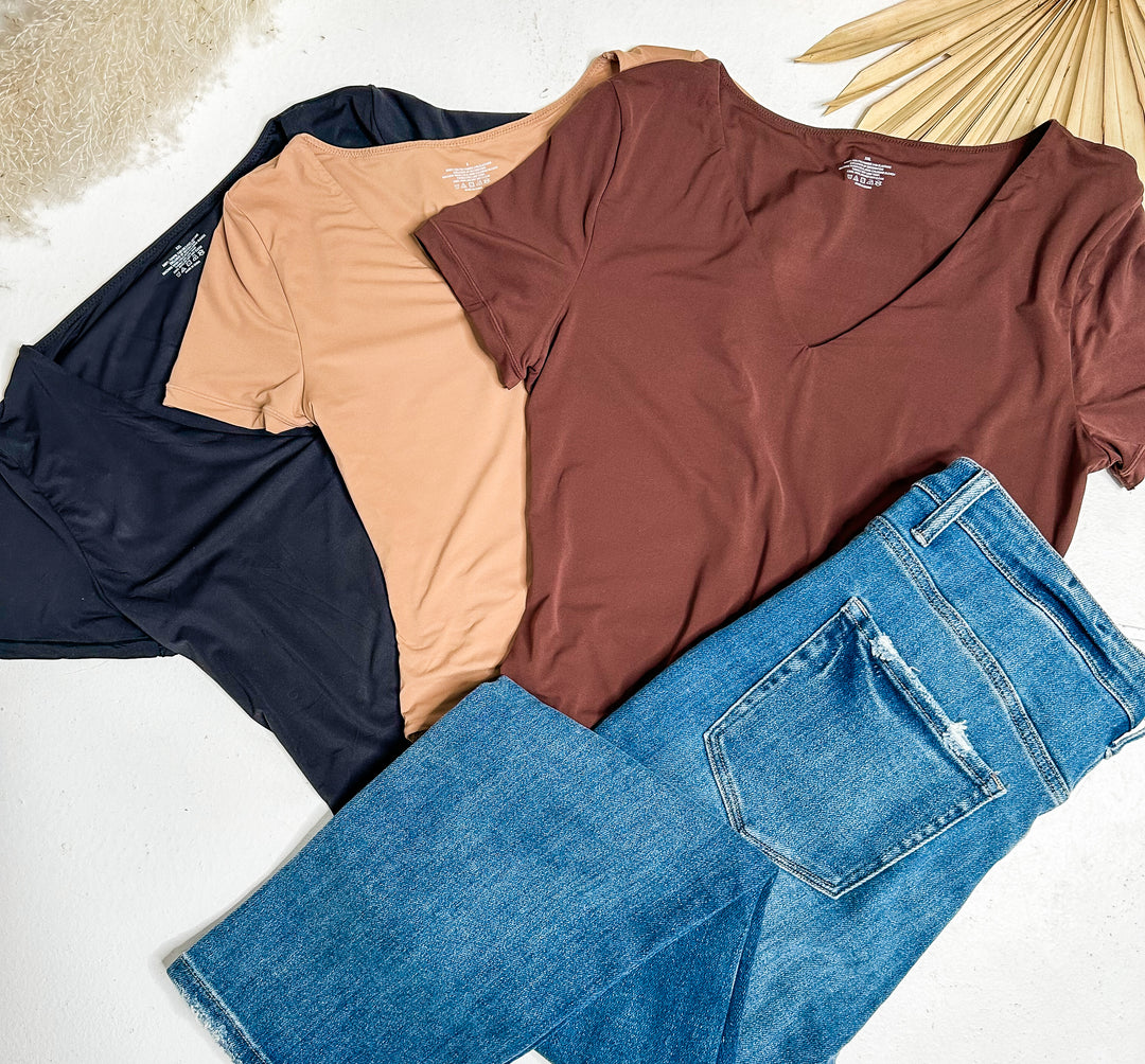 V-neck Short Sleeve Bodysuit
