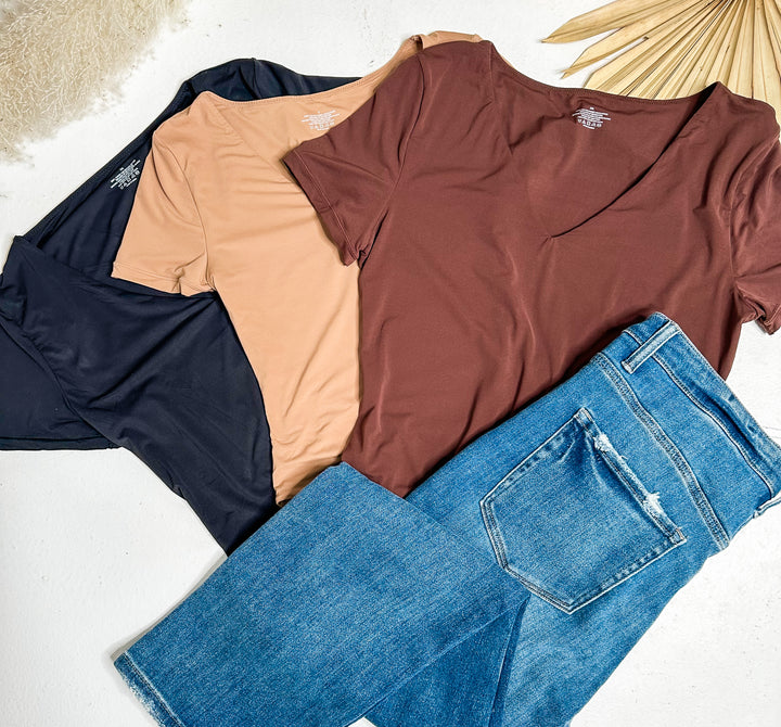 V-neck Short Sleeve Bodysuit
