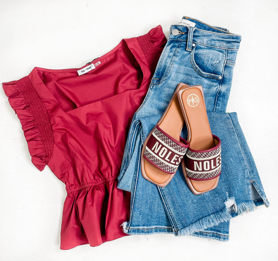 Sweet Ruffle Square Neck Top