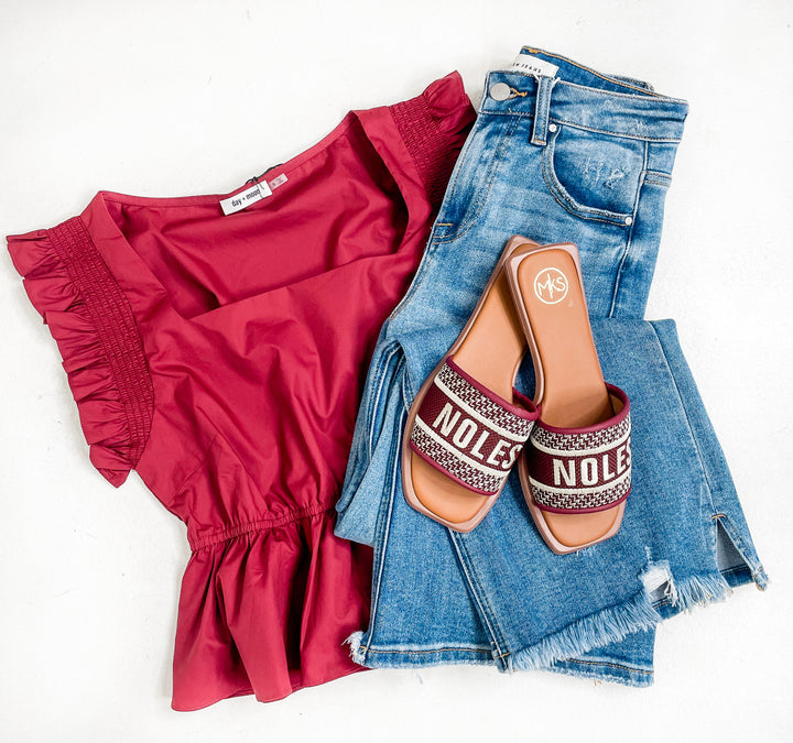 Sweet Ruffle Square Neck Top