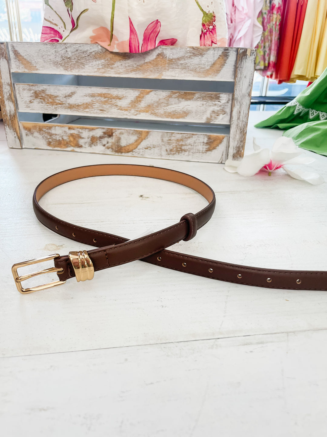 The Mercer Rectangle Buckle Belt-Dark Brown