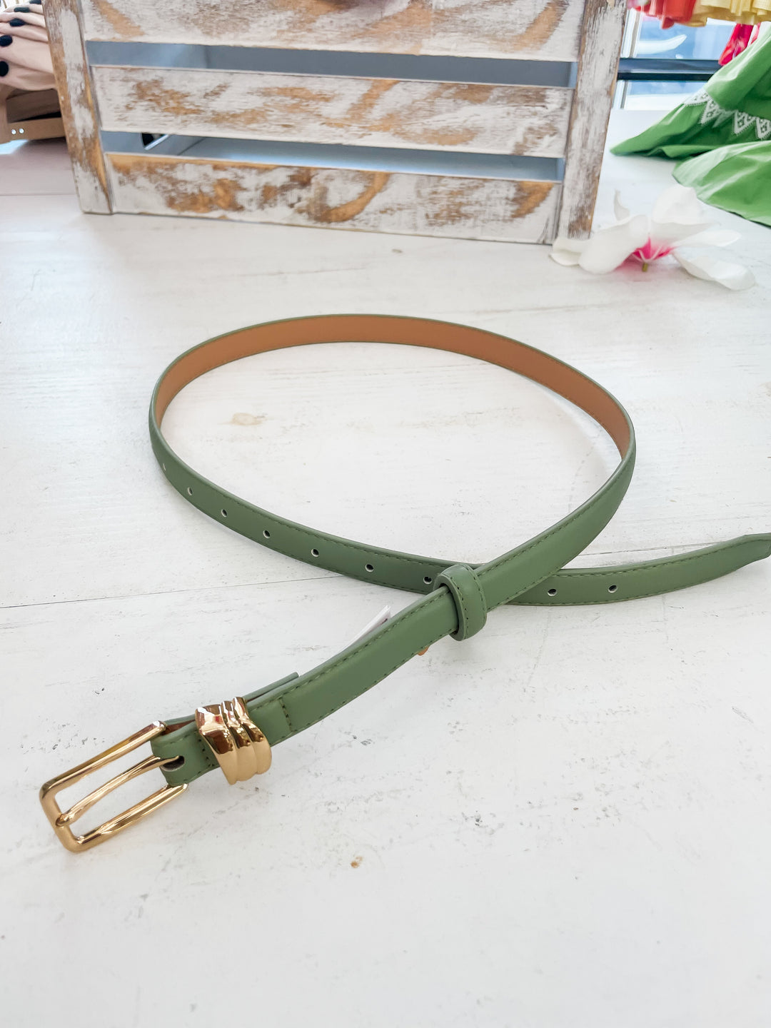 The Mercer Rectangle Buckle Belt-Sage