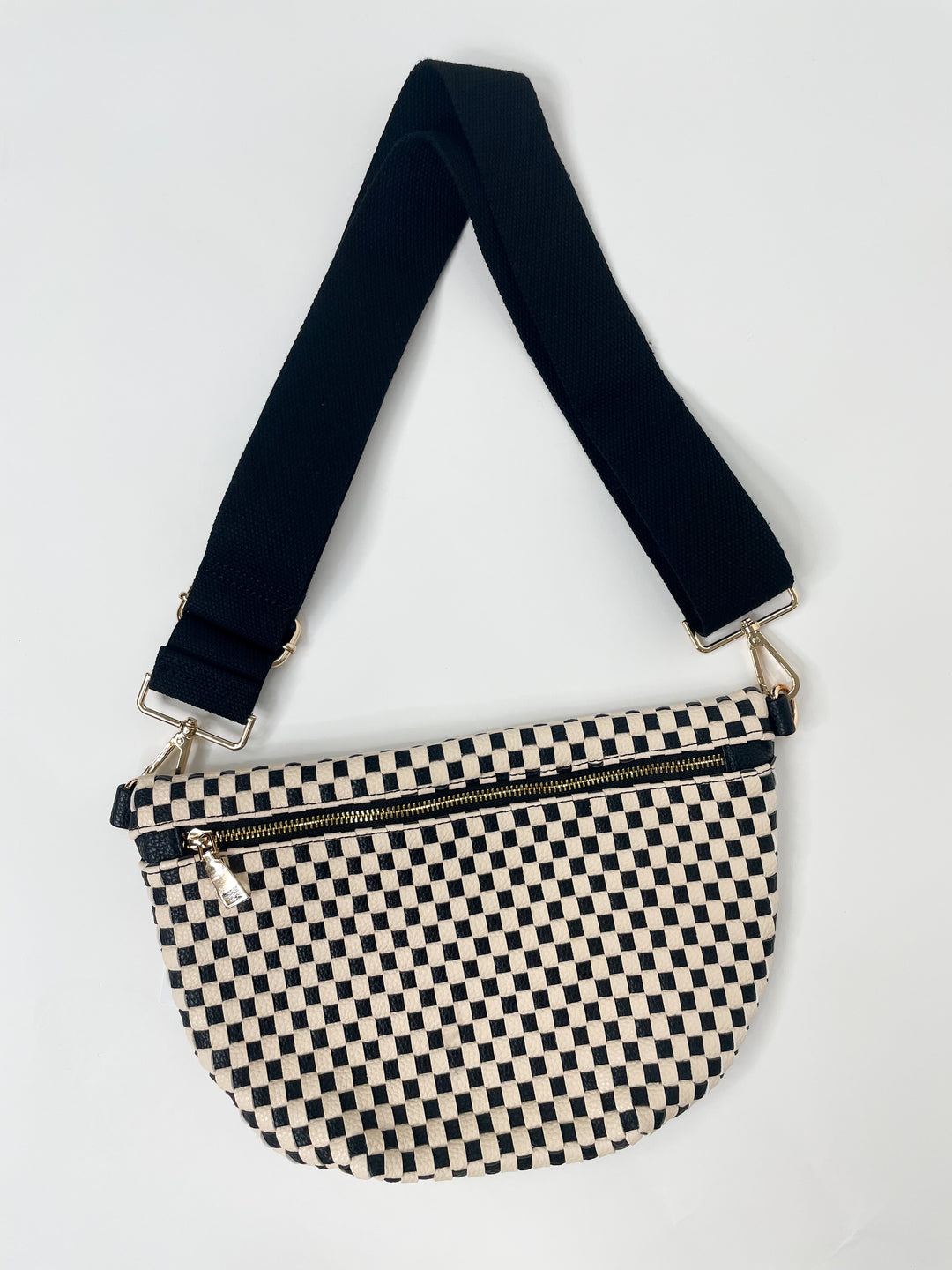Black Checkered Westlyn Woven Bum Bag