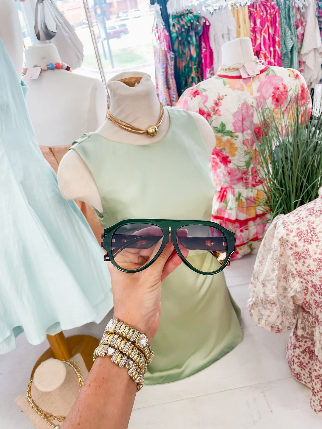 The Knox Aviator Sunglasses-Green/Ombre