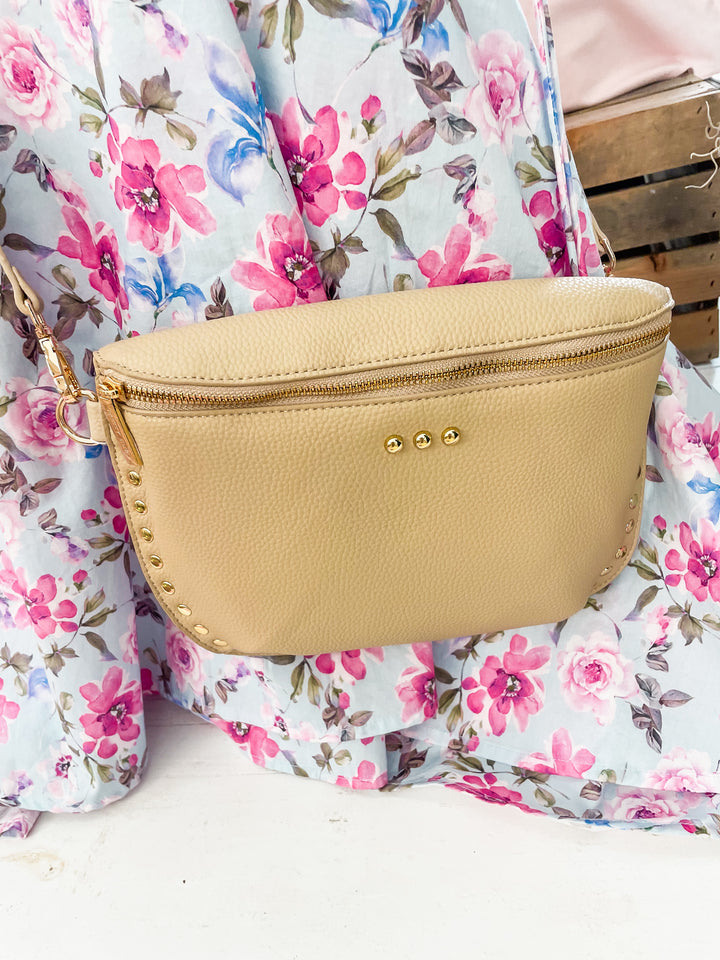 Pebble Sabrina Studded Bum Bag-Taupe