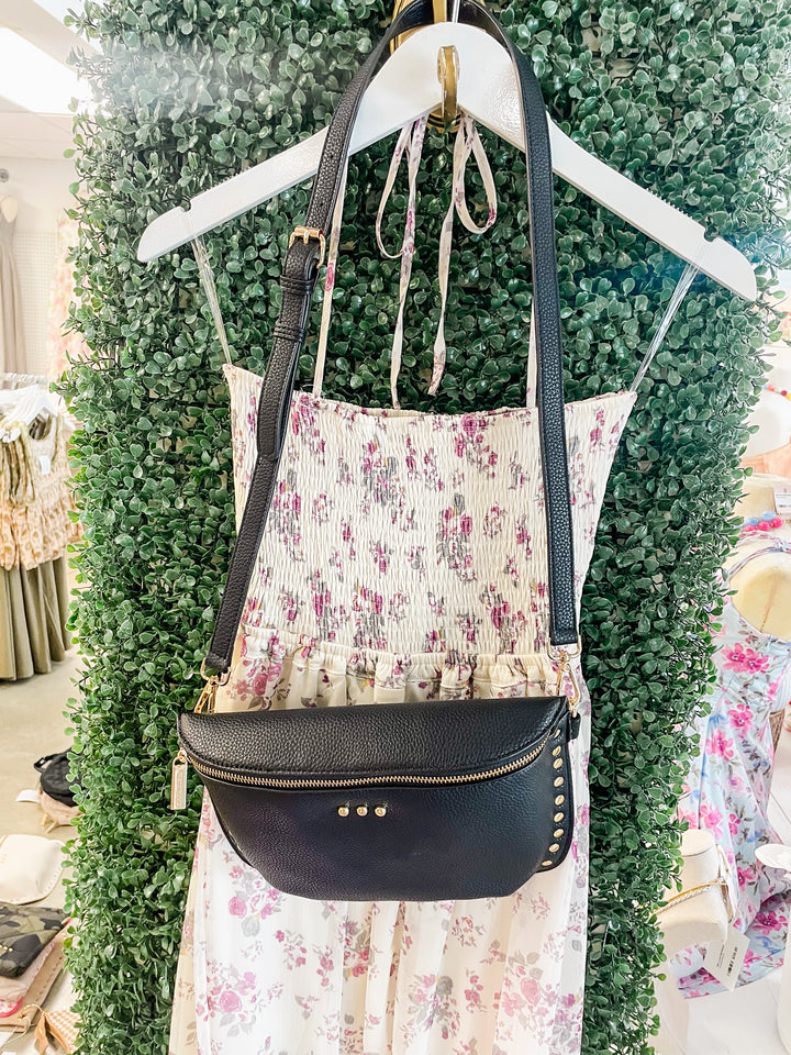 Pebble Sabrina Studded Bum Bag-Black
