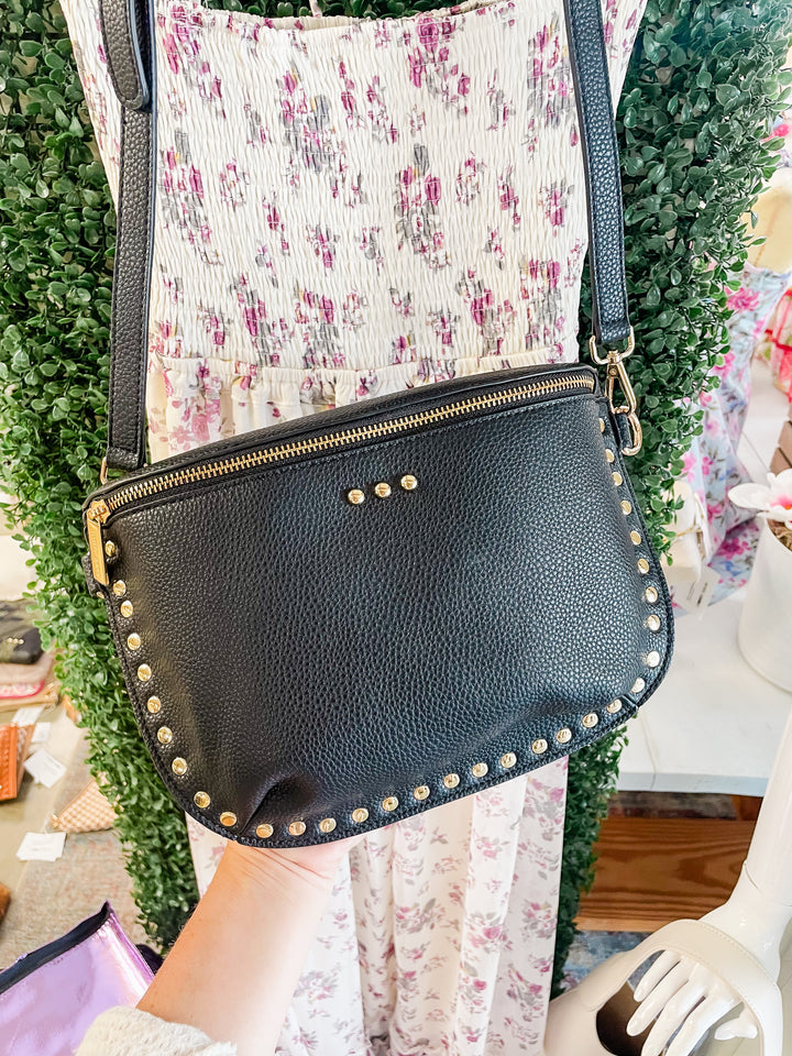 Pebble Sabrina Studded Bum Bag-Black