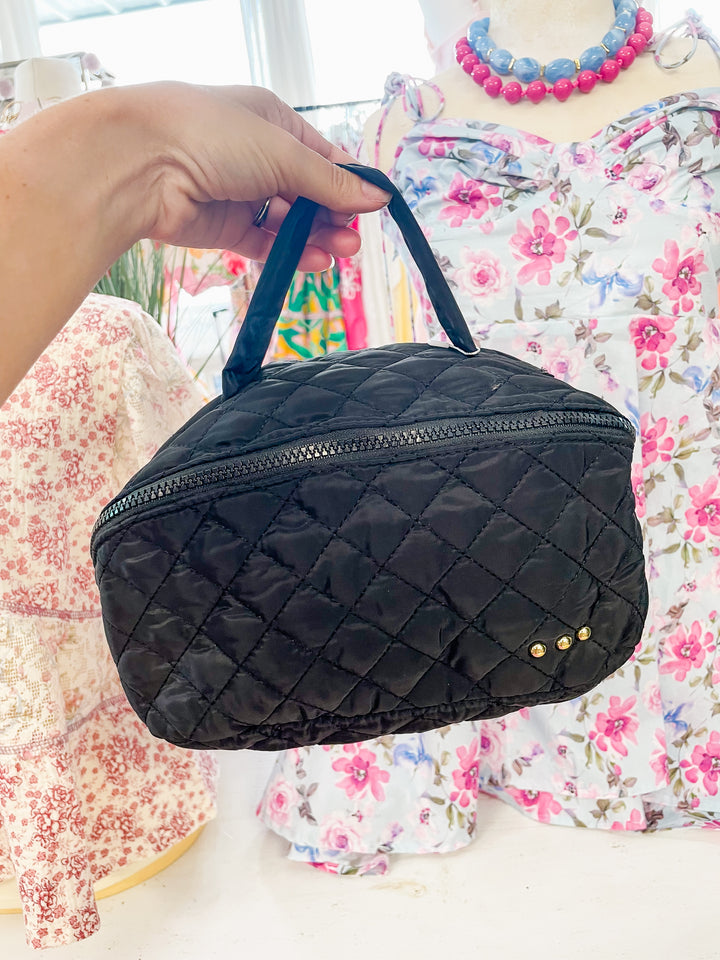 Martha Quilted Cosmetics Bag-Black