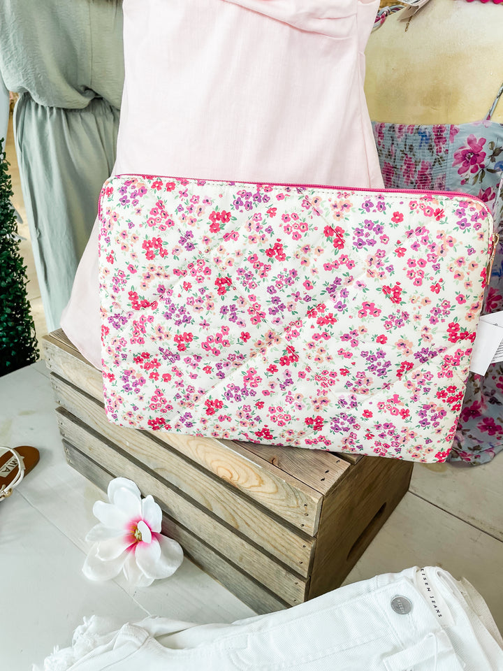 Pink Floral Palmer Puffer Laptop Sleeve