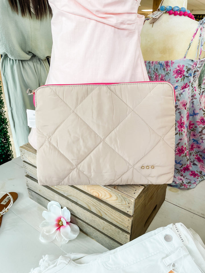 Tan Palmer Puffer Laptop Sleeve