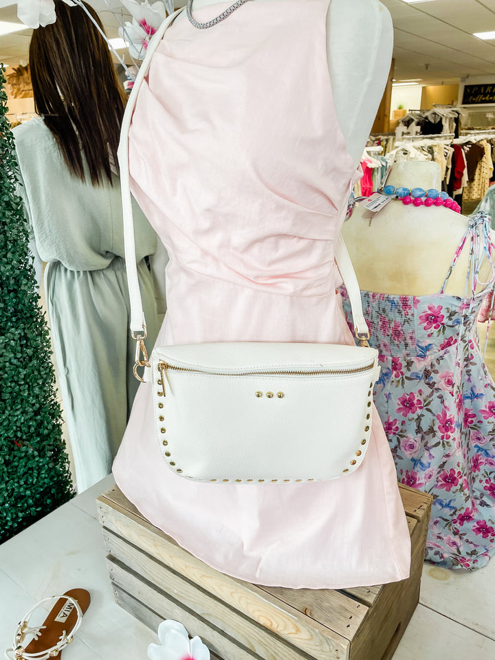 Pebble Sabrina Studded Bum Bag-Cream