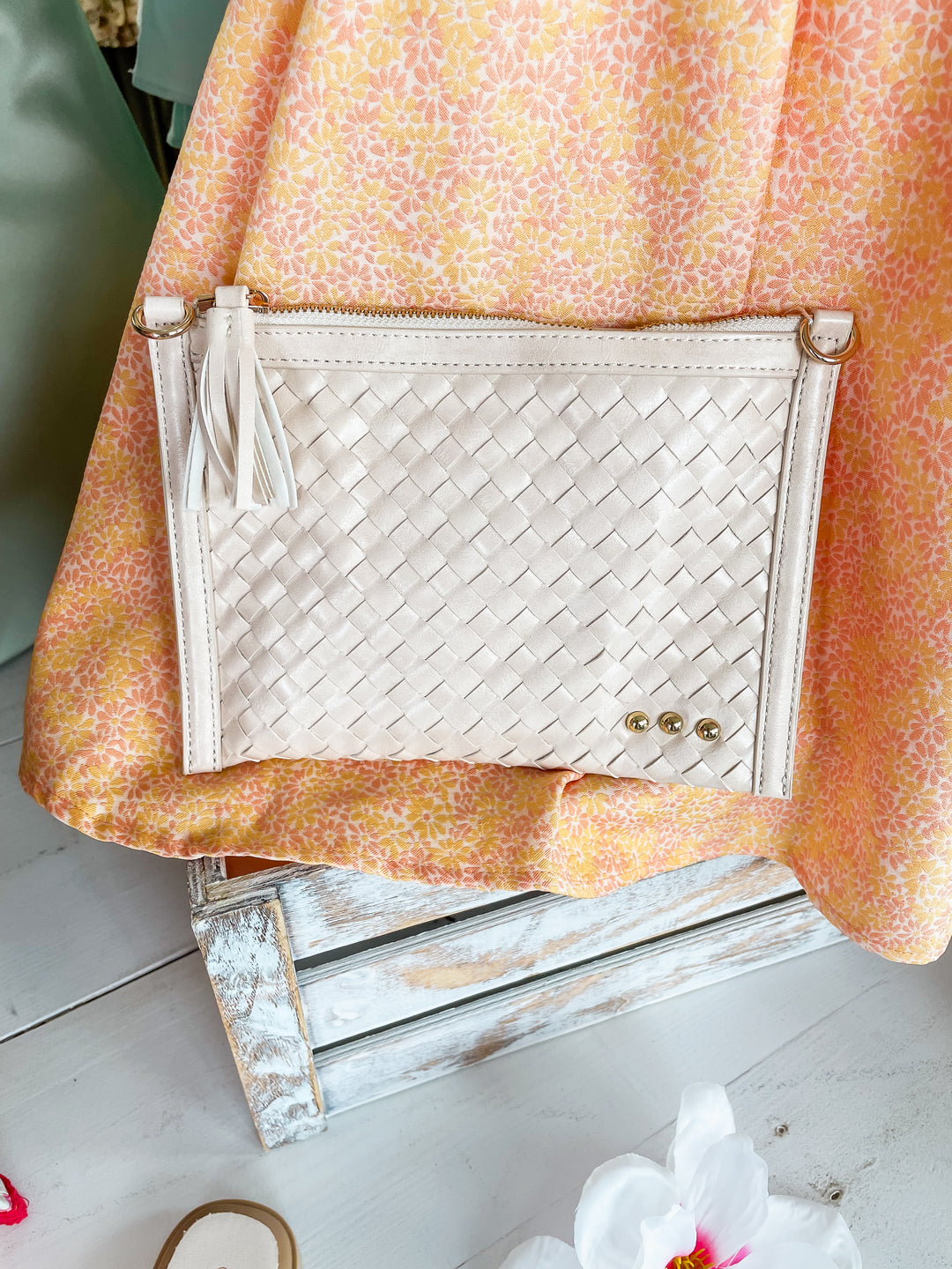The Cream Veda Woven Crossbody and Clutch Bag