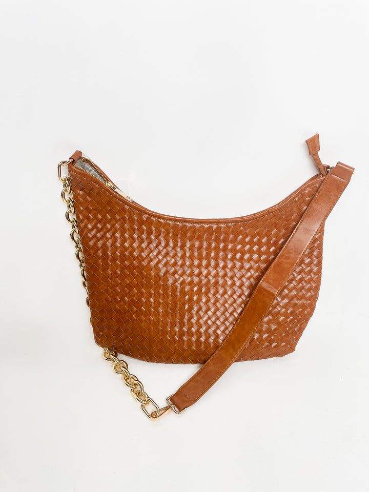 Sienna Slouchy Woven Shoulder Bag-Brown