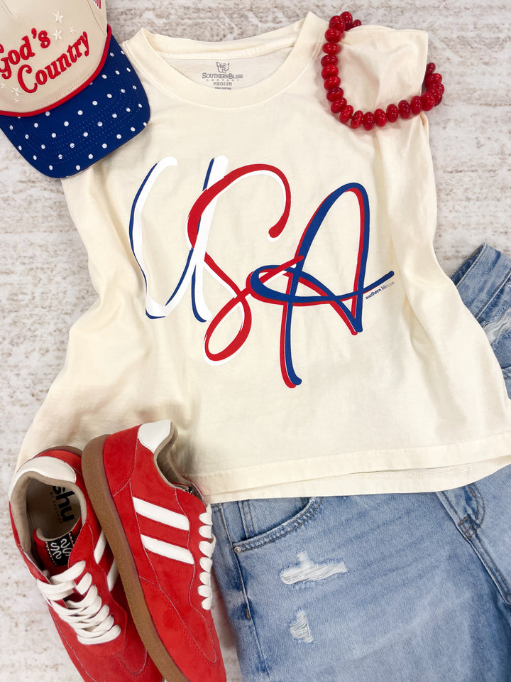 USA Muscle Tank-Ivory