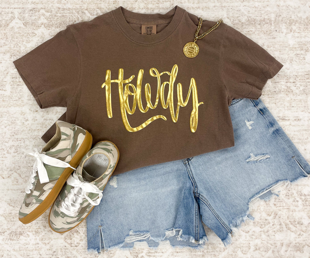 Howdy Gold Embroidered Tee