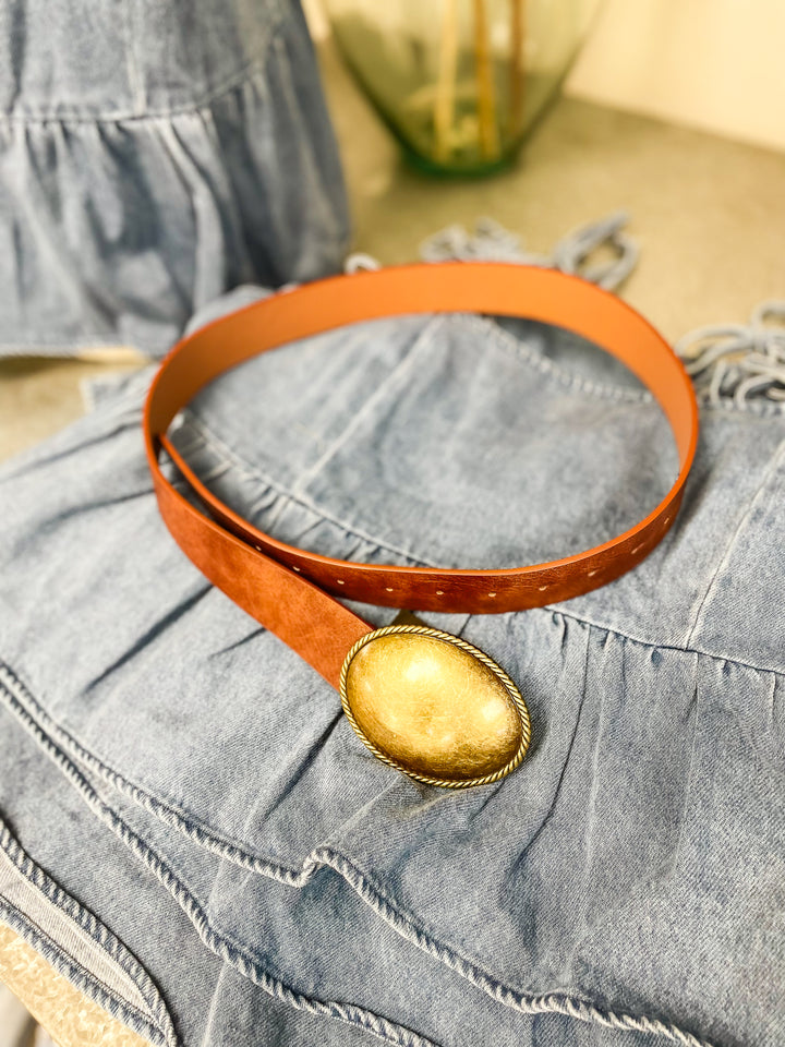 Rodeo Royale Belt-Cognac/Gold Ox