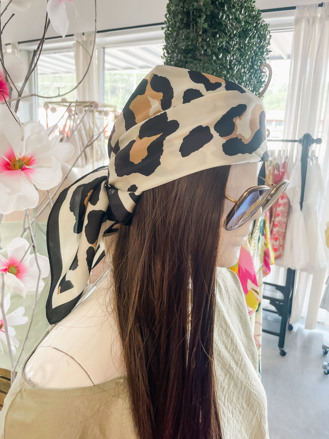 The Sylvie Leopard Square Scarf-Cream