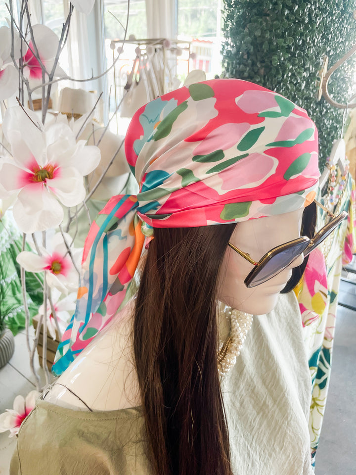 Cynthia Floral Square Scarf-Pink