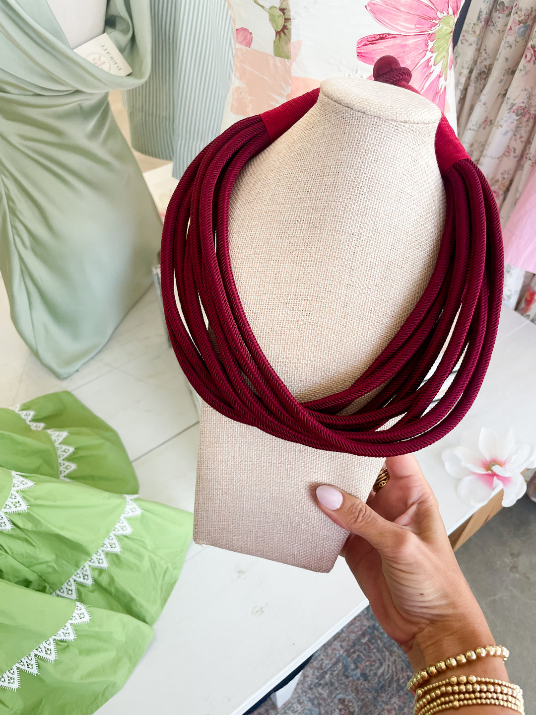 The Anchorage Rope Necklace-Burgundy
