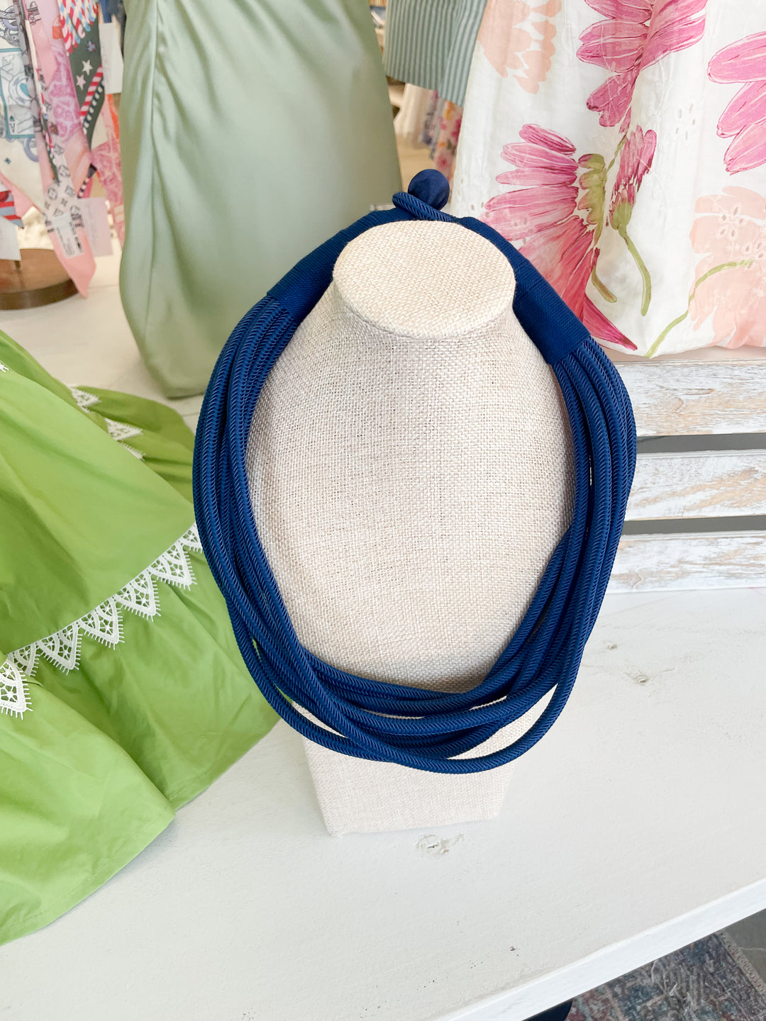 The Anchorage Rope Necklace-Navy