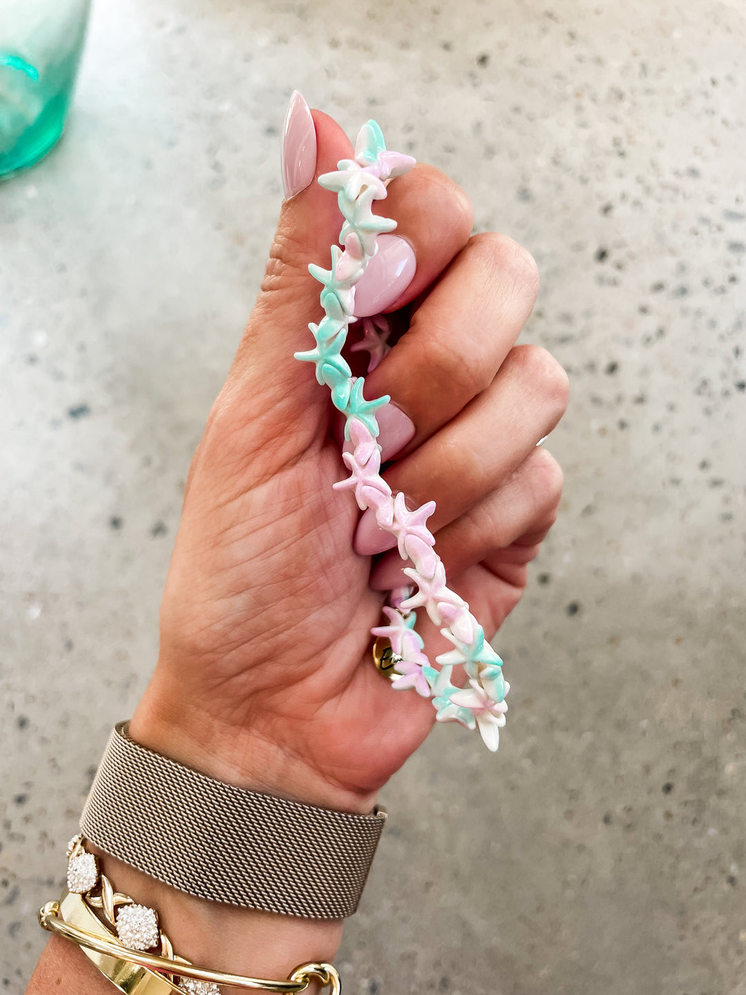 The Splatter Star Anklet-Seafoam