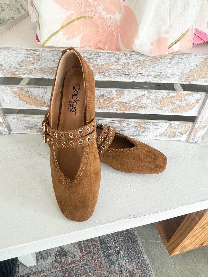All Eyes On Me Camel Faux Suede Flat