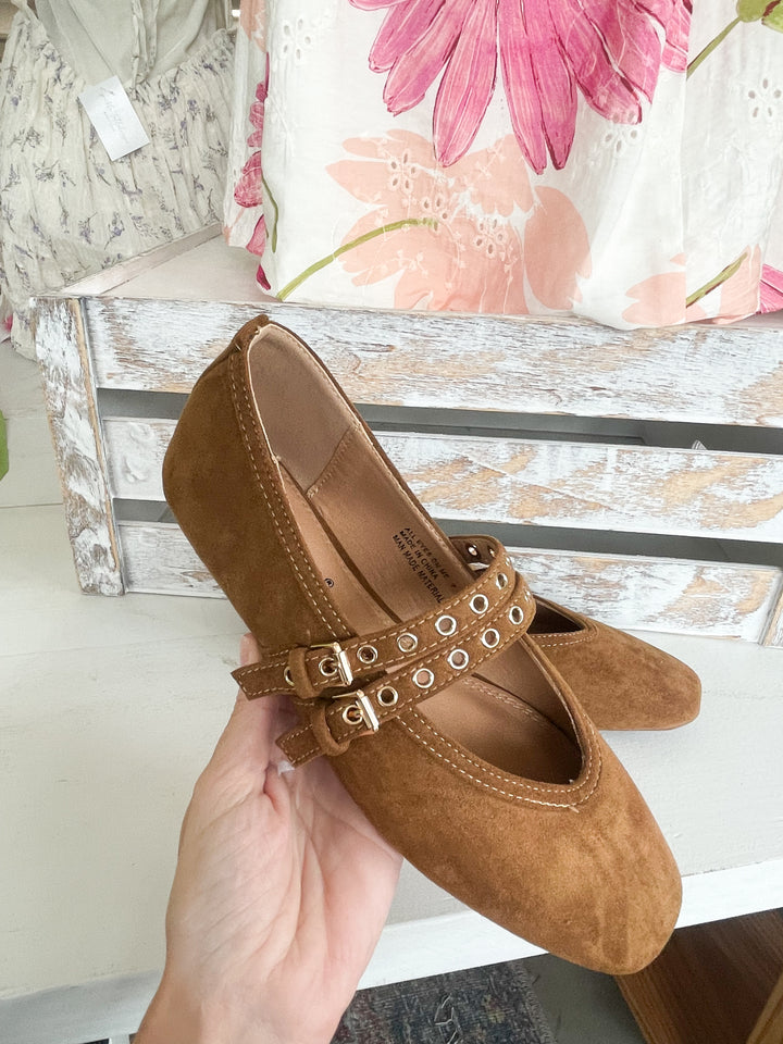 All Eyes On Me Camel Faux Suede Flat