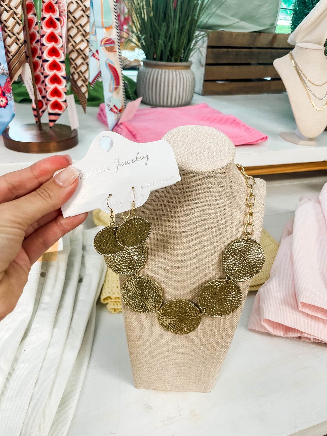 The Soleil Disc Necklace & Earring Set