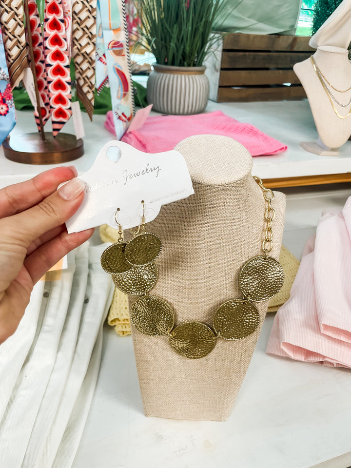 The Soleil Disc Necklace & Earring Set
