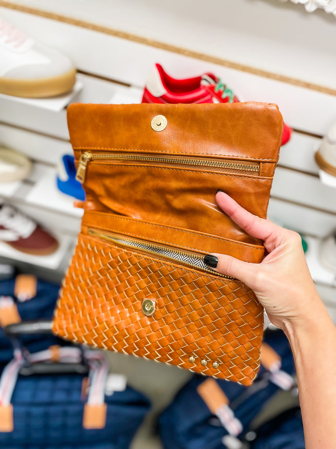 Wrenlee Woven Flap Crossbody-Brown