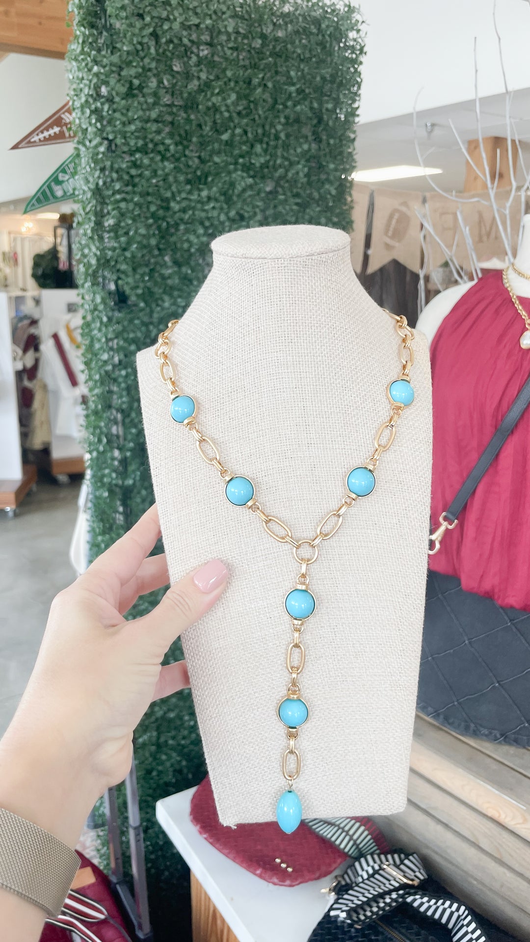 The Chappell Y Necklace-Turquoise
