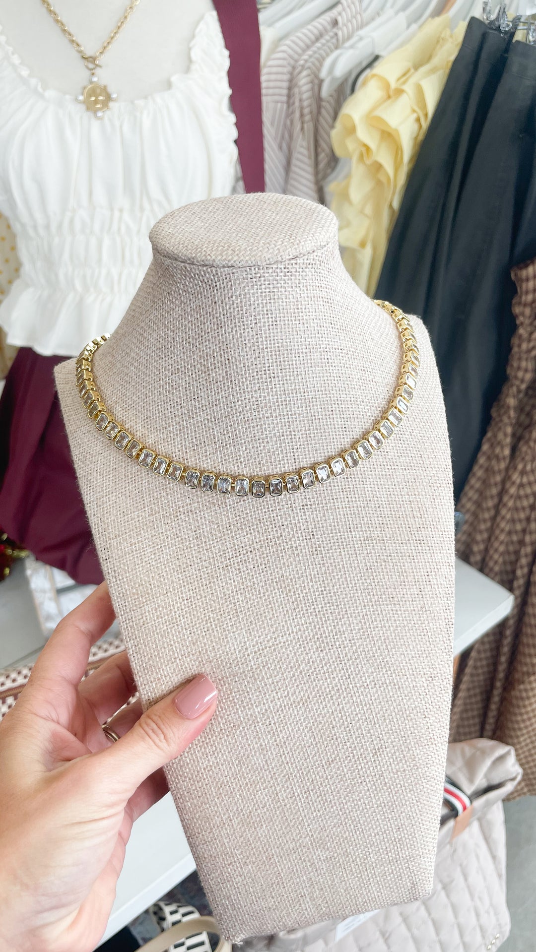 The Elvie Tennis Necklace-Gold