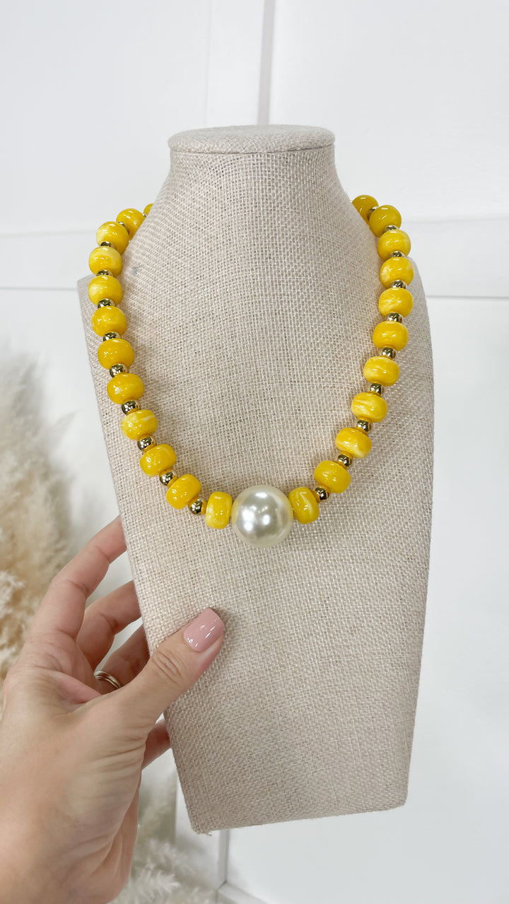 The Aylani Beaded Pearl Necklace-Yellow