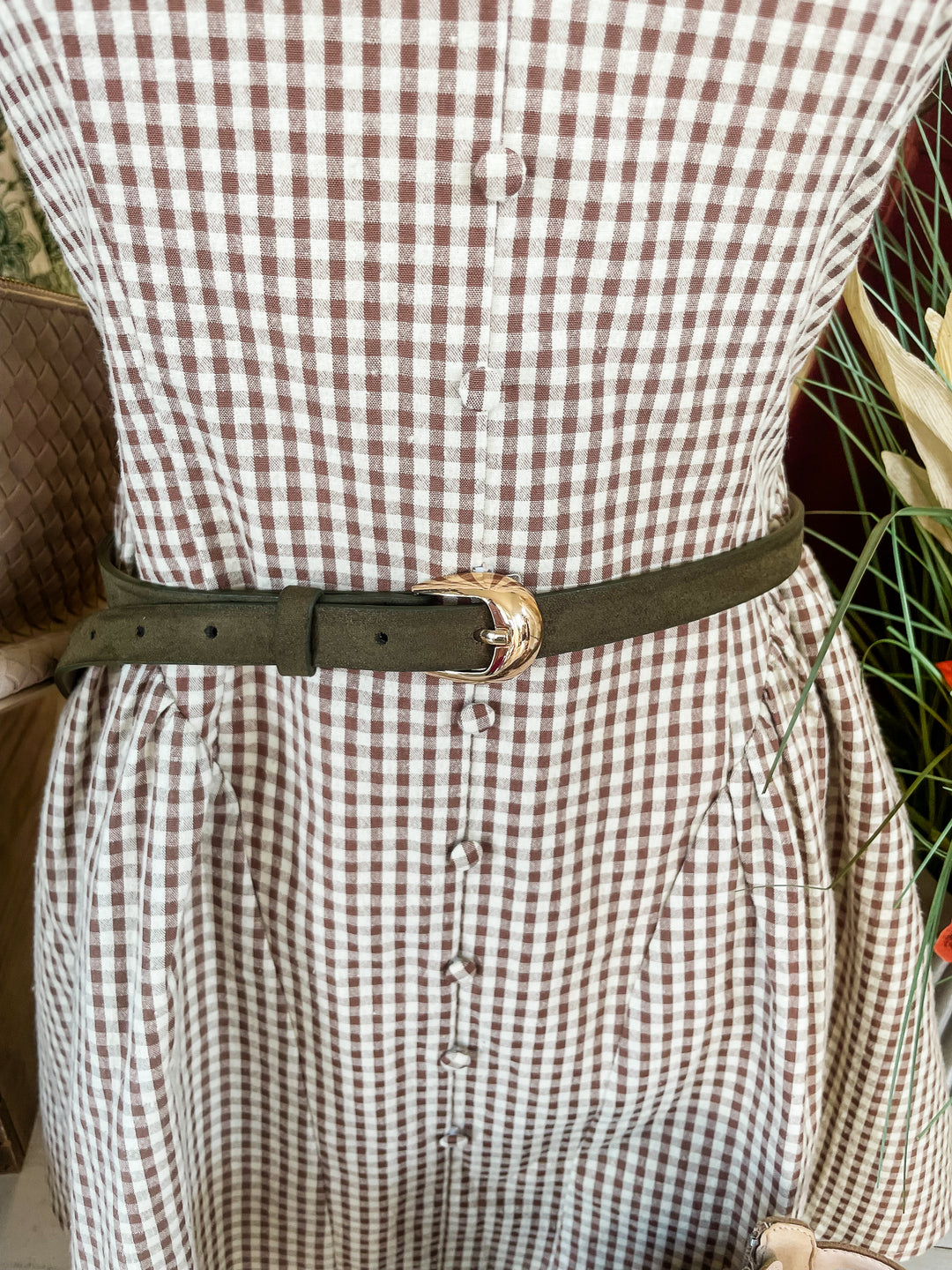 The Suede Darling Belt-Olive